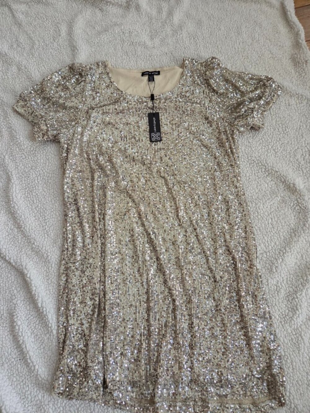 NWT Cable & Gauge Champagne Sequin Party Dress XL